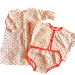 18" Doll Clothes Handmade 3 pc Pajama Robe for American Girl type Dolls Vtg